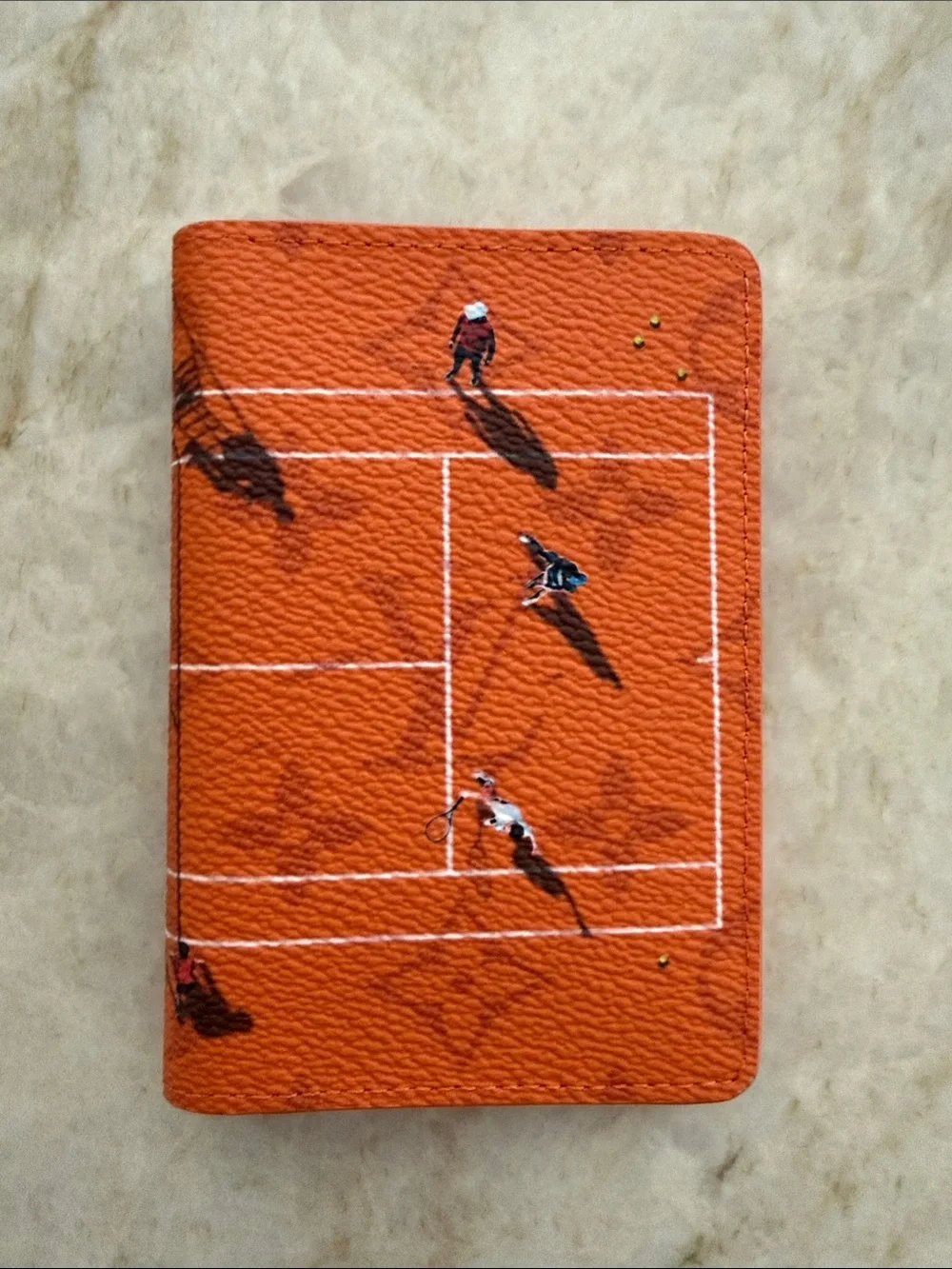 AUTHENTIC Louis Vuitton Orange Tennis Court Leather Wallet